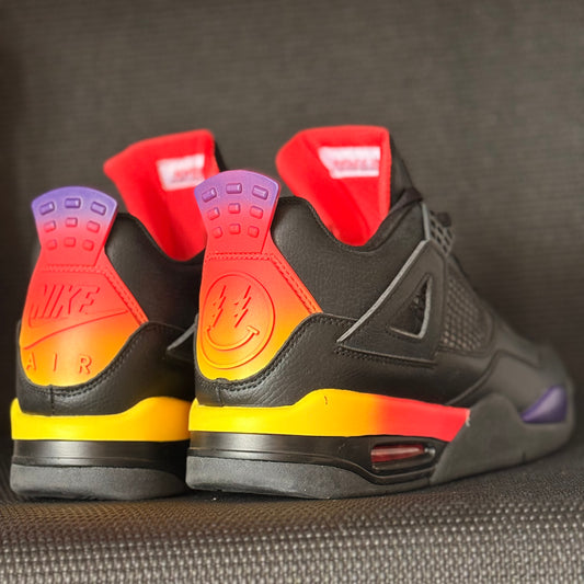 Air Jordan 4 "Rainbow Smiling Face" men's black and orange (custom)