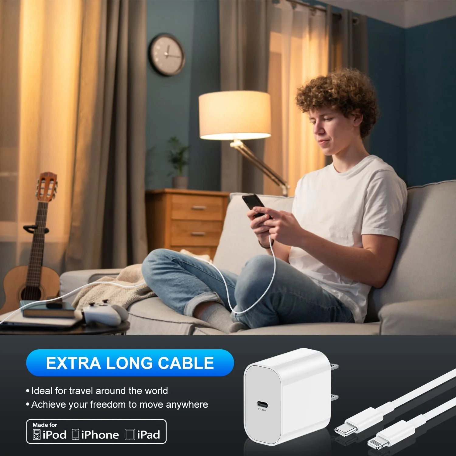 Iphone 14 13 12 Fast Charger, [Apple Mfi Certified] 20W PD USB C Wall Charger W/ 6FT Lightning Cable Compatible Iphone 14/14 Pro/14 Pro Max/14 Plus, Ipad