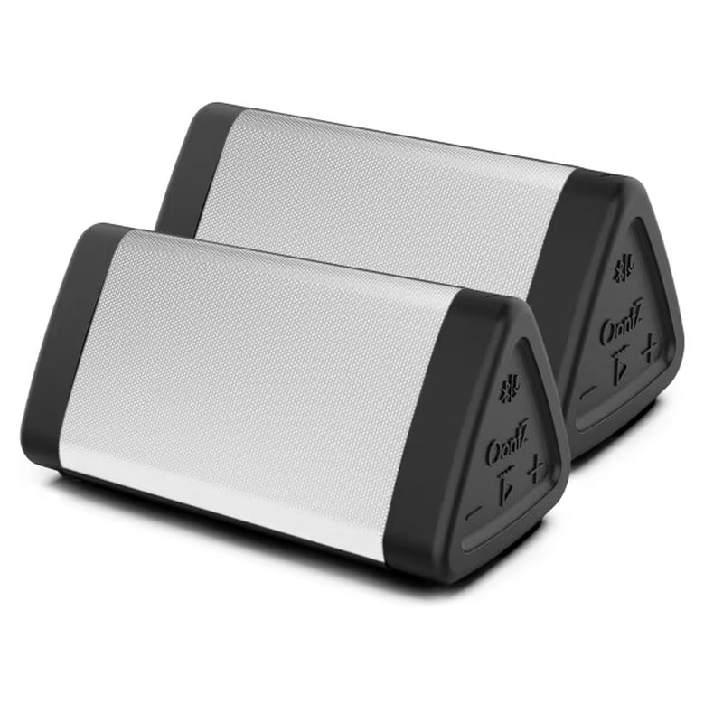 Angle 3 Bluetooth Speaker, 2 Pack Portable Wireless Bluetooth Speaker, 10 Watts, Crystal Clear Stereo Sound, IPX5 Water Resistant Loud Bluetooth Speakers (White-Dual)