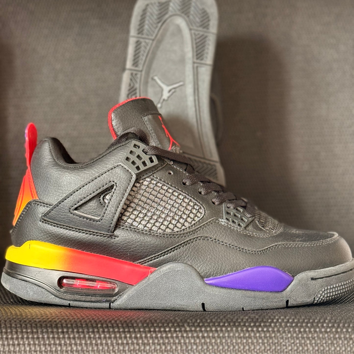 Air Jordan 4 "Rainbow Smiling Face" men's black and orange (custom)