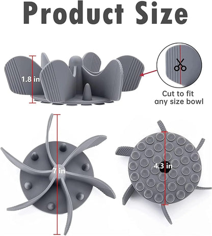 Slow Feeder Dog Bowls Insert, Cuttable Dog Slow Feeder with Suctions, Slow Eating Feeder Insert for Large Small Breed, Medium Size Dogs, Anti-Gulping Cat Slow Feeder Grey