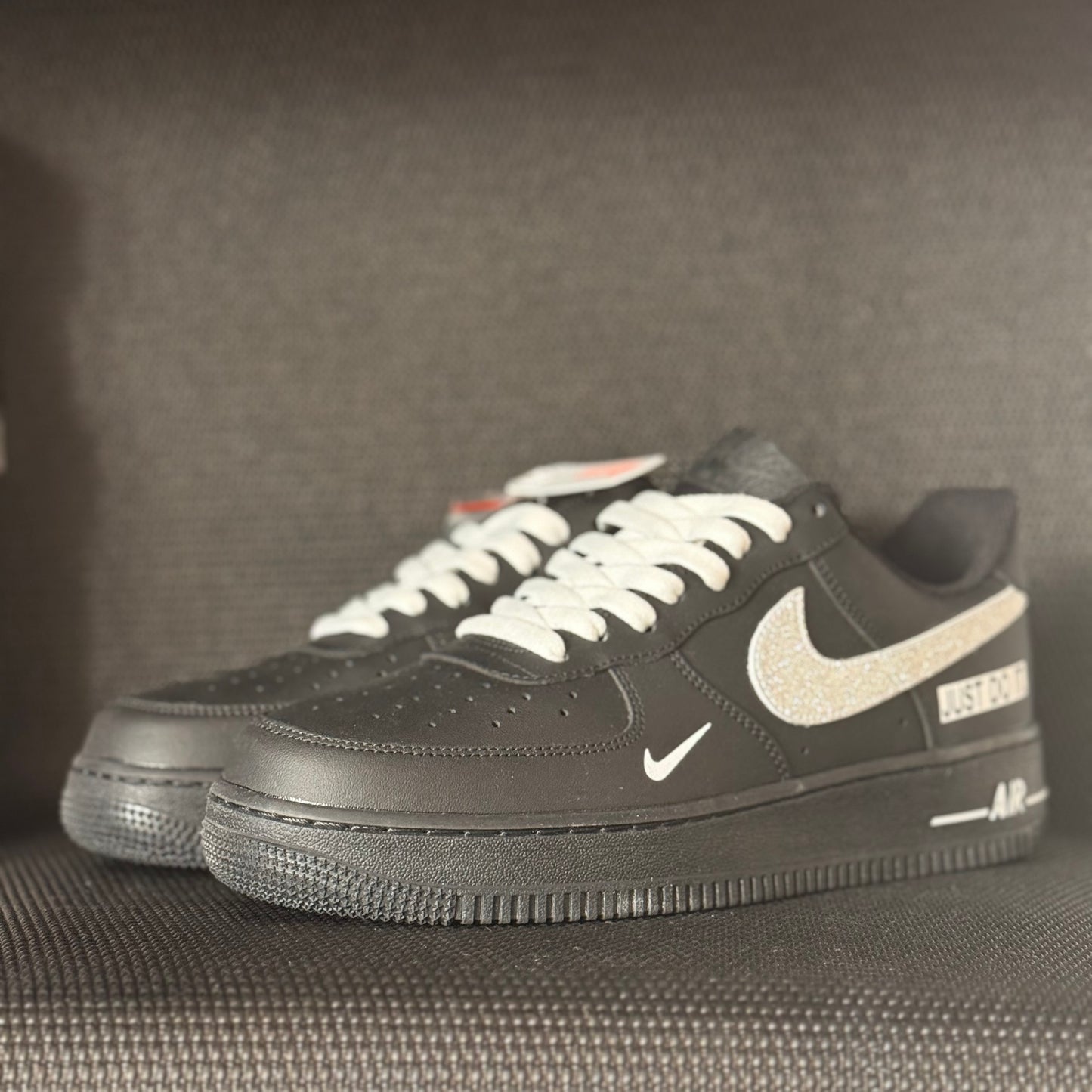 Custom Black & Silver Glitter AF1 Style