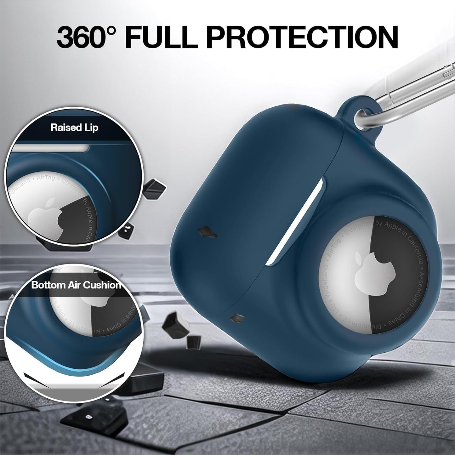 2 in 1 Silicone Case Compatible with Airpod 4 and Airtag, Dark Blue