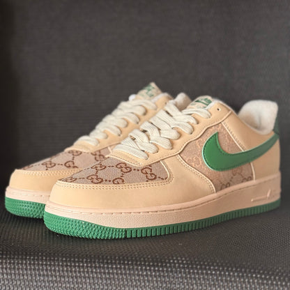 “Gucci-Inspired Air Force 1 Style – Beige/Green”