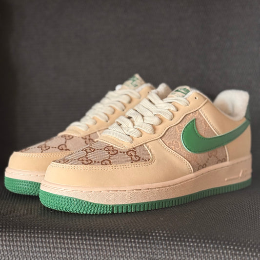 “Gucci-Inspired Air Force 1 Style – Beige/Green”