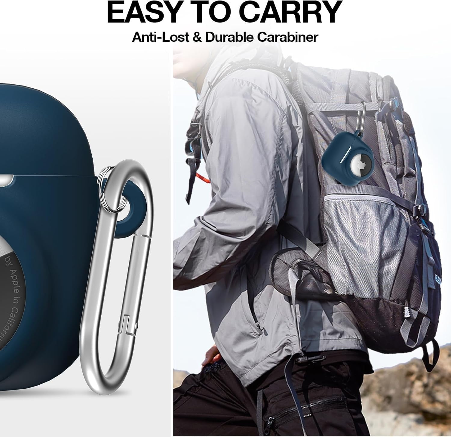 2 in 1 Silicone Case Compatible with Airpod 4 and Airtag, Dark Blue