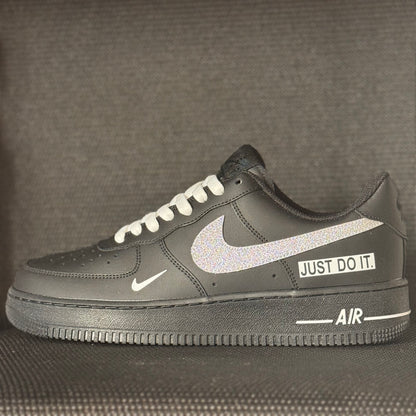 Custom Black & Silver Glitter AF1 Style