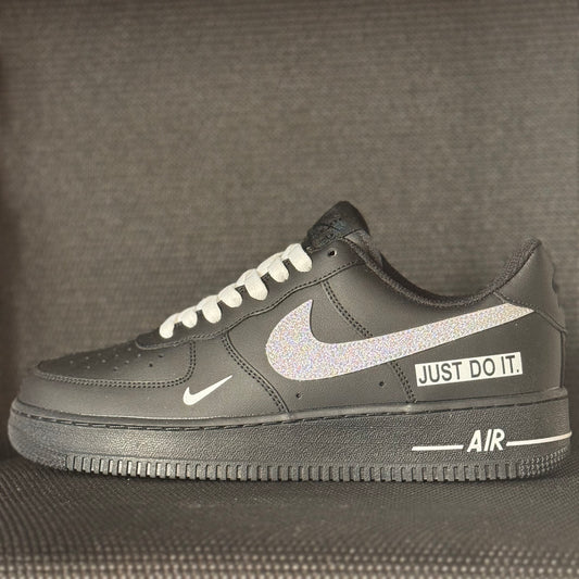 Custom Black & Silver Glitter AF1 Style