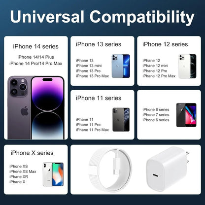 Phone Charger 6Ft Charging Cable and Wall Charger Power Adapter Plug Block Compatible with Iphone 14 Pro Max 13 12 X/8/8 Plus/7/7 Plus/6/6S/6 Plu/5S/Se/Mini/Air/Pro