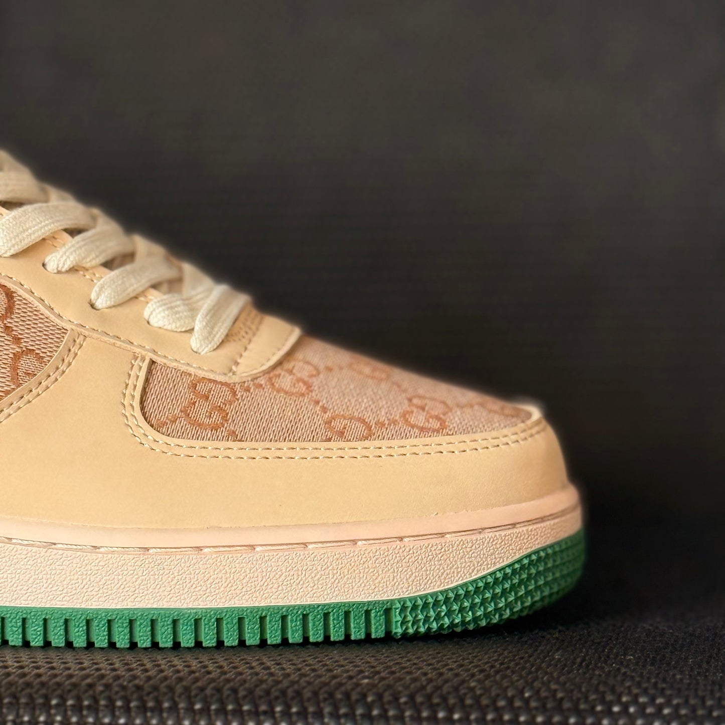 “Gucci-Inspired Air Force 1 Style – Beige/Green”