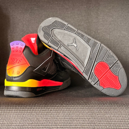 Air Jordan 4 "Rainbow Smiling Face" men's black and orange (custom)