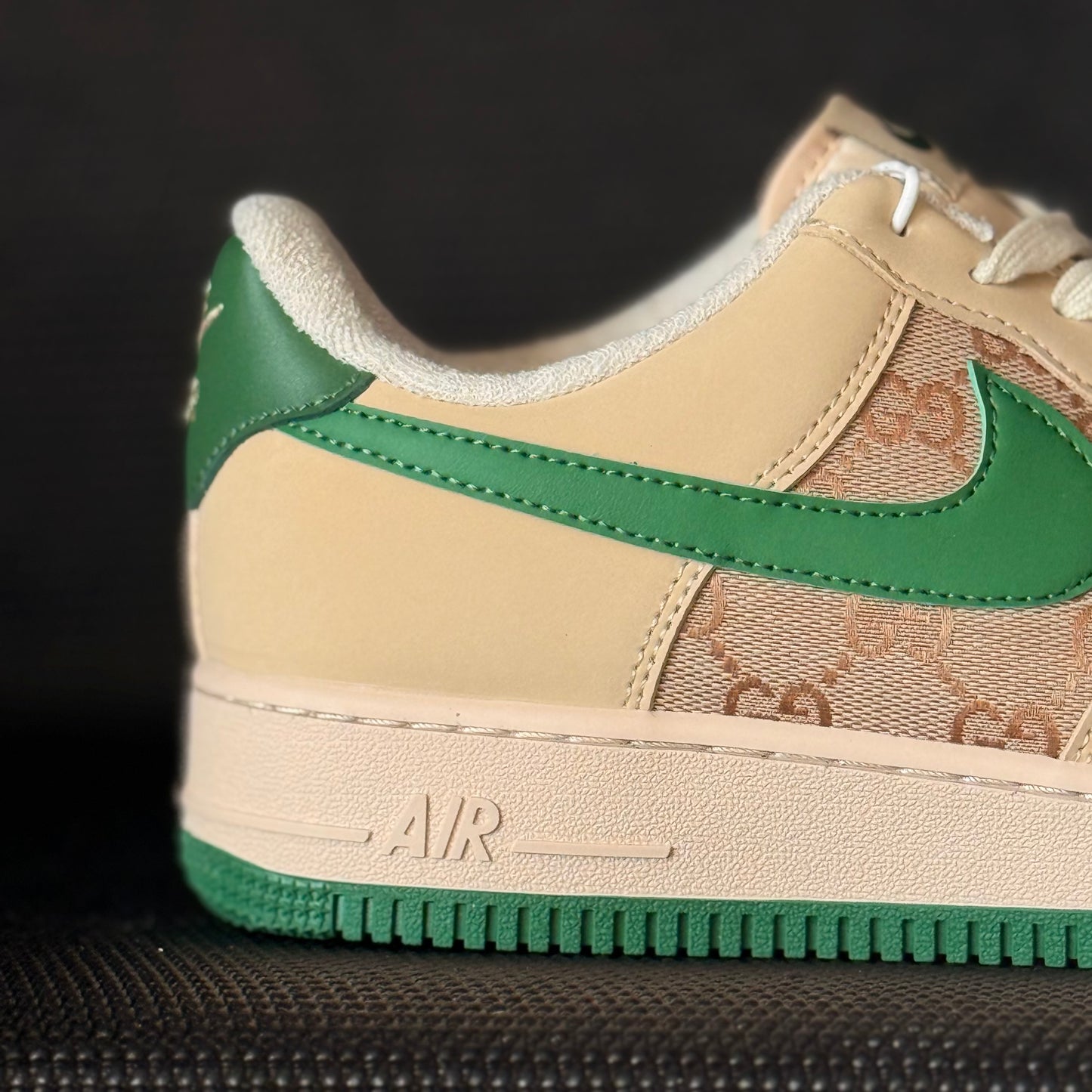 “Gucci-Inspired Air Force 1 Style – Beige/Green”