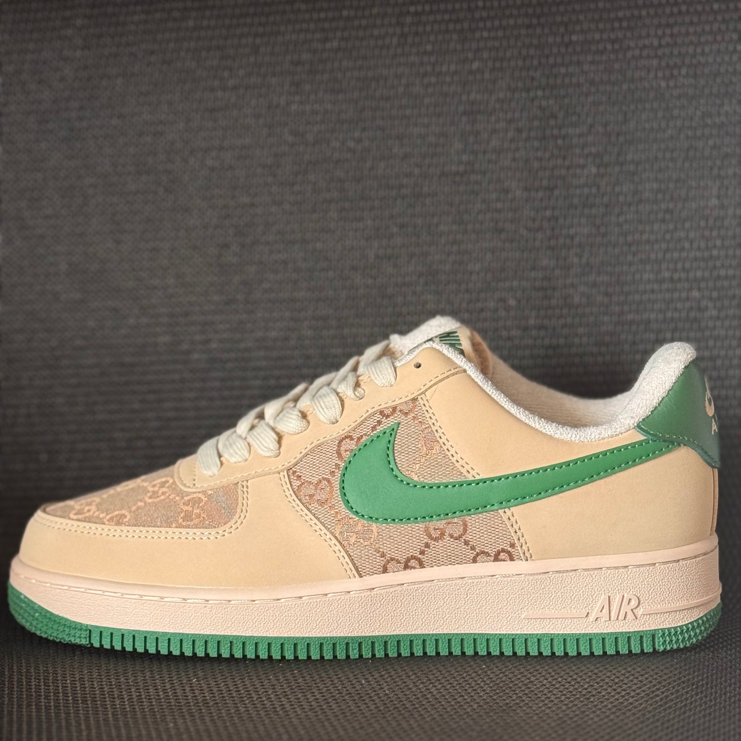 “Gucci-Inspired Air Force 1 Style – Beige/Green”