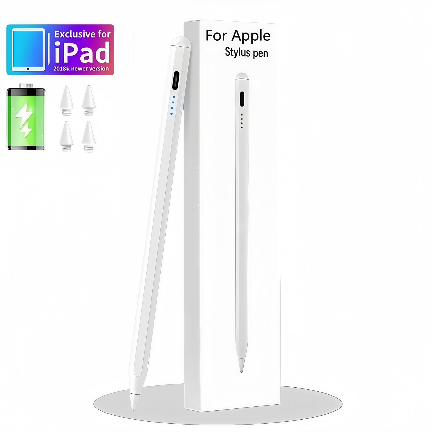 Stylus Pen for Apple Ipad Pencil Tablets, Fast Charging Apple Ipad Pens 10Th&9Th Generation, with Palm Rejection,Tilt Sensitivity, for Ipad Air 3/4/5,Ipad Mini 5/6, Ipad 6/7/8/9/10, Ipad Pro11"/12.9"