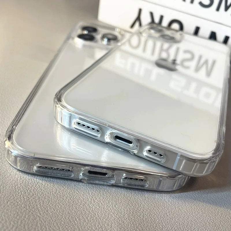 Luxury Transparent Soft Acrylic Phone Case For iPhone 16 15 14 13 12 11 Pro Max XS X XR 7 8Plus Mini Shockproof Protective Cover