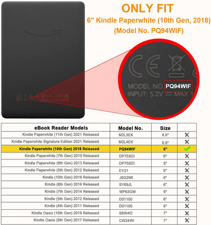 Slimshell Case for 6" Kindle Paperwhite (10Th Generation, 2018 Release) - Premium Lightweight PU Leather Cover with Auto Sleep/Wake for Amazon Kindle Paperwhite E-Reader, Rose Gold