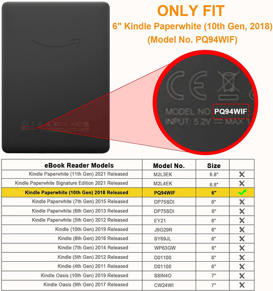 Slimshell Case for 6" Kindle Paperwhite (10Th Generation, 2018 Release) - Premium Lightweight PU Leather Cover with Auto Sleep/Wake for Amazon Kindle Paperwhite E-Reader, Rose Gold